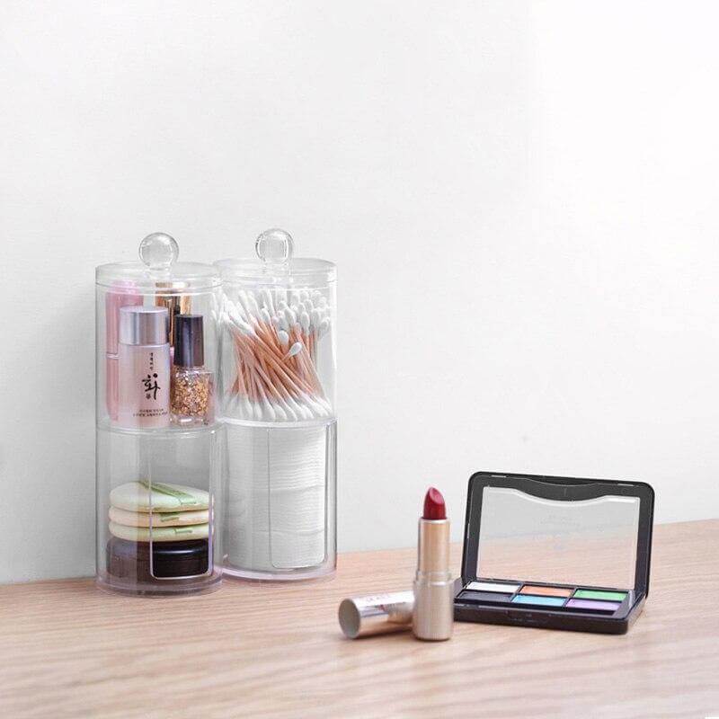 Transparent Round Style Makeup Cotton Box - MaviGadget