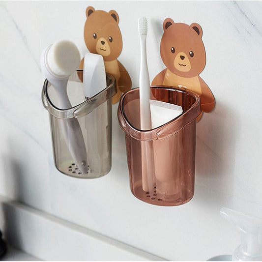 Wall-Mounted Sticky Bear Toothbrush Holder