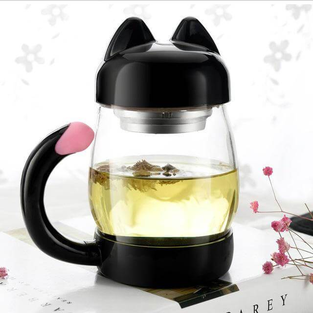 Cute Cat Glass Mug With  Tea Filter - MaviGadget