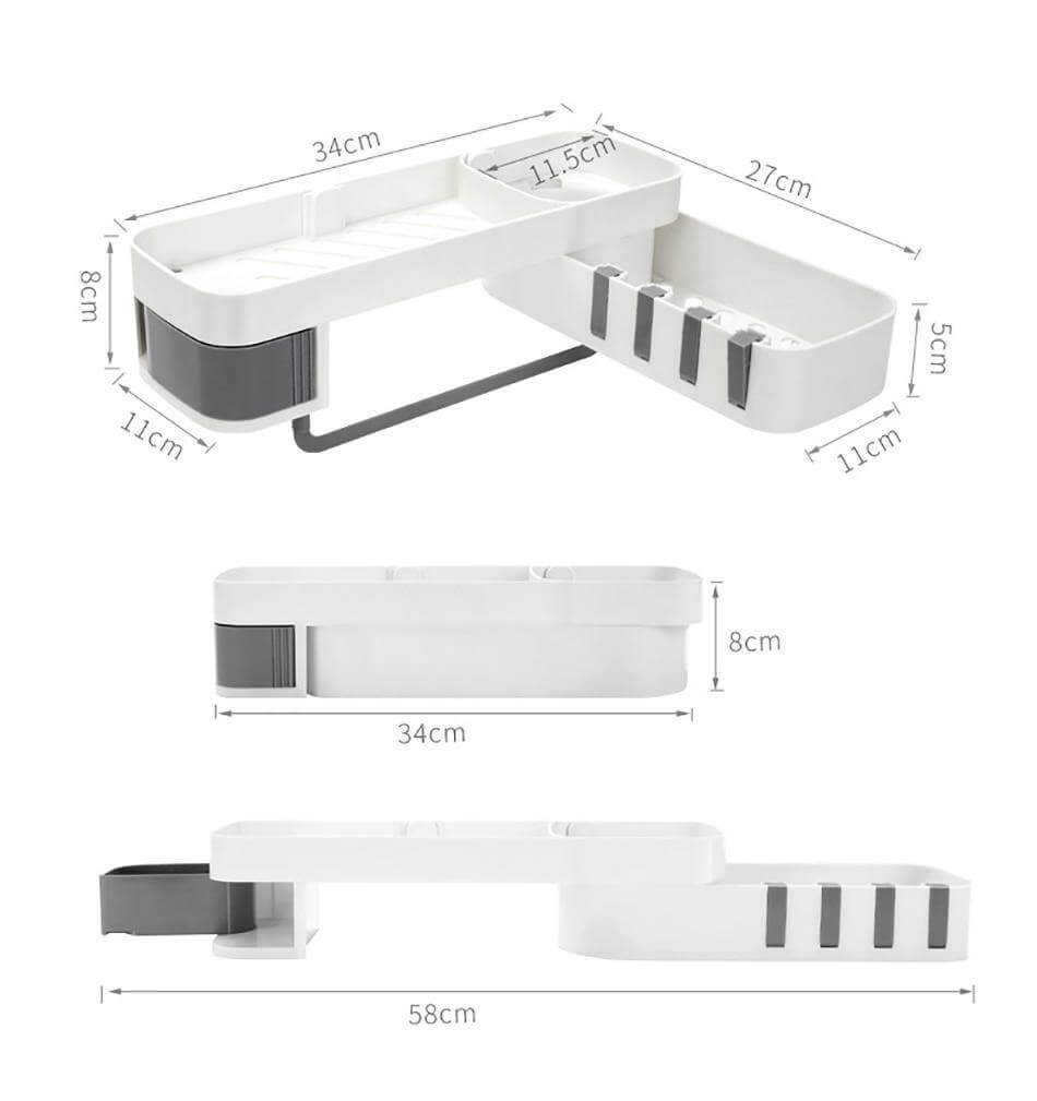 Bathroom Rotating Adjustable Shampoo Wall Shelf Organizer - MaviGadget