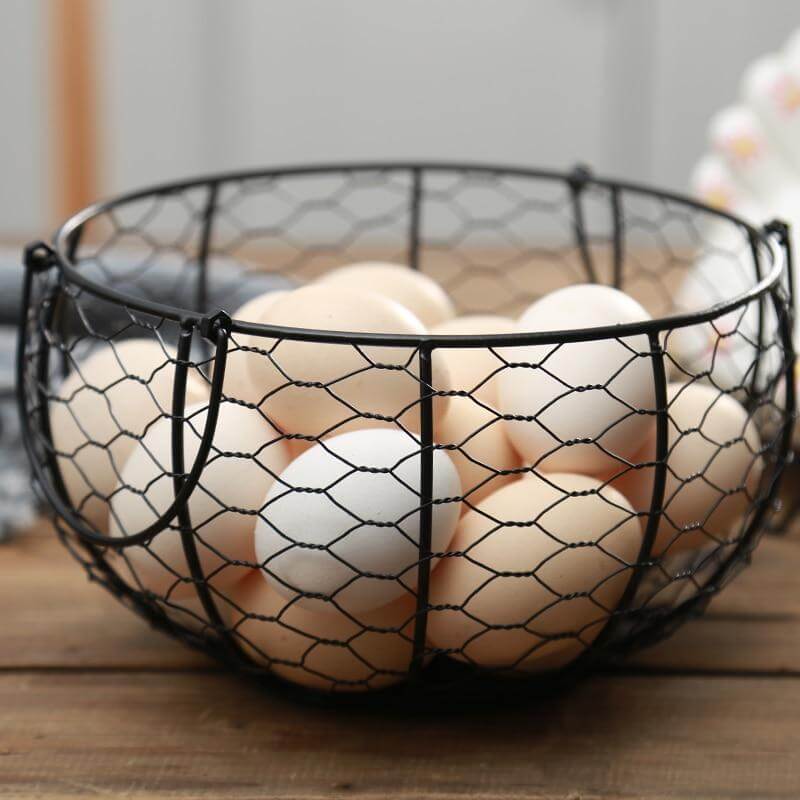 Ceramic Egg Holder Chicken with Wire Basket - MaviGadget