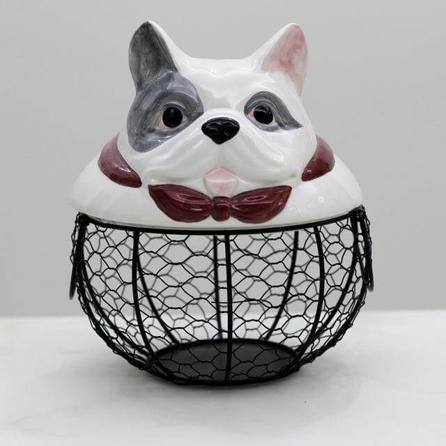 Ceramic Egg Holder Chicken with Wire Basket - MaviGadget