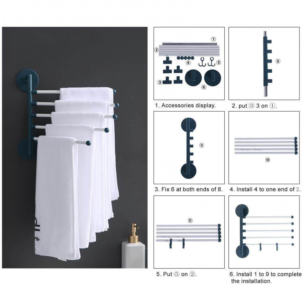 Wall-Mounted Rotating Multi-Layer Towel Rack - MaviGadget