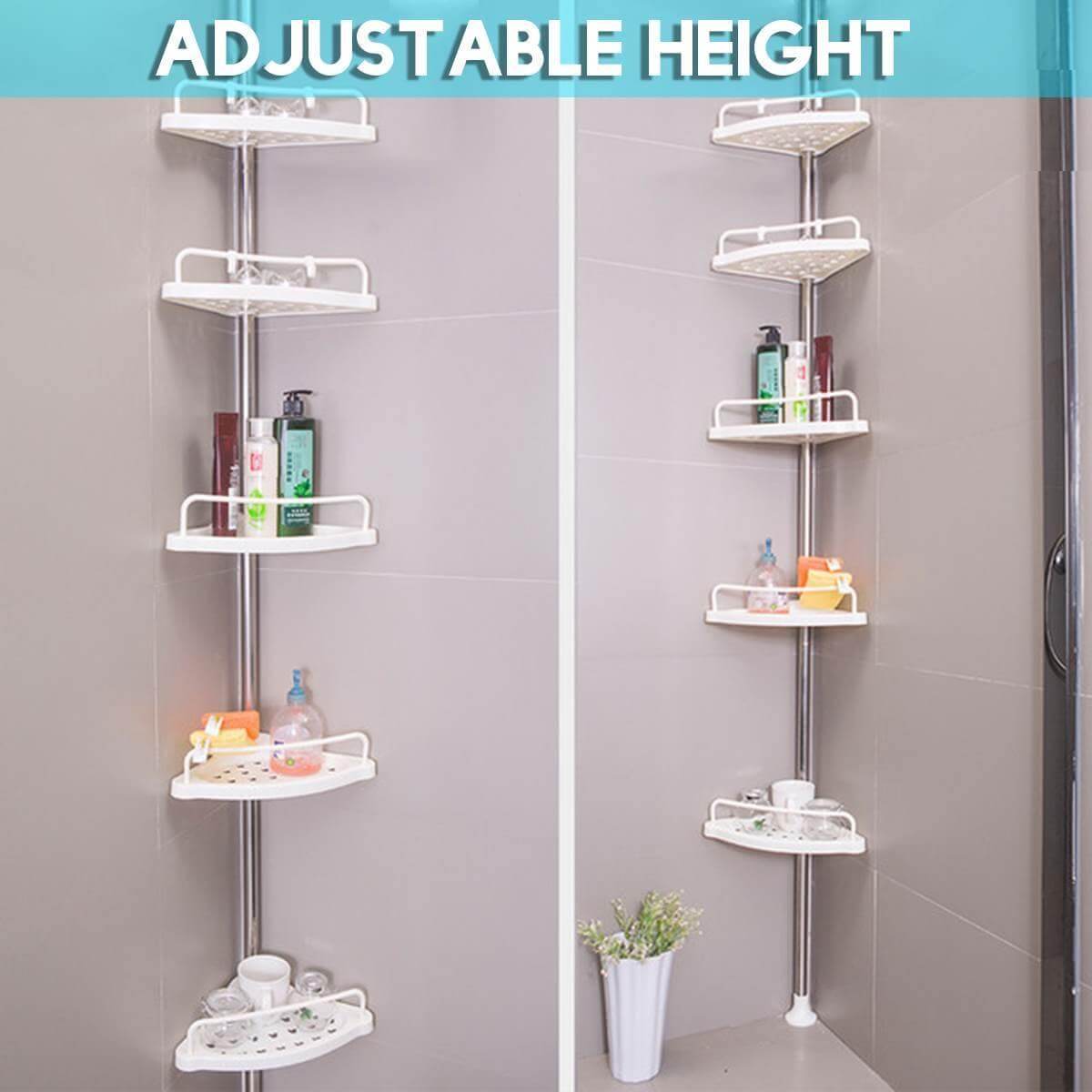 5-Tier Adjustable Stainless Steel Corner Storage Rack - MaviGadget