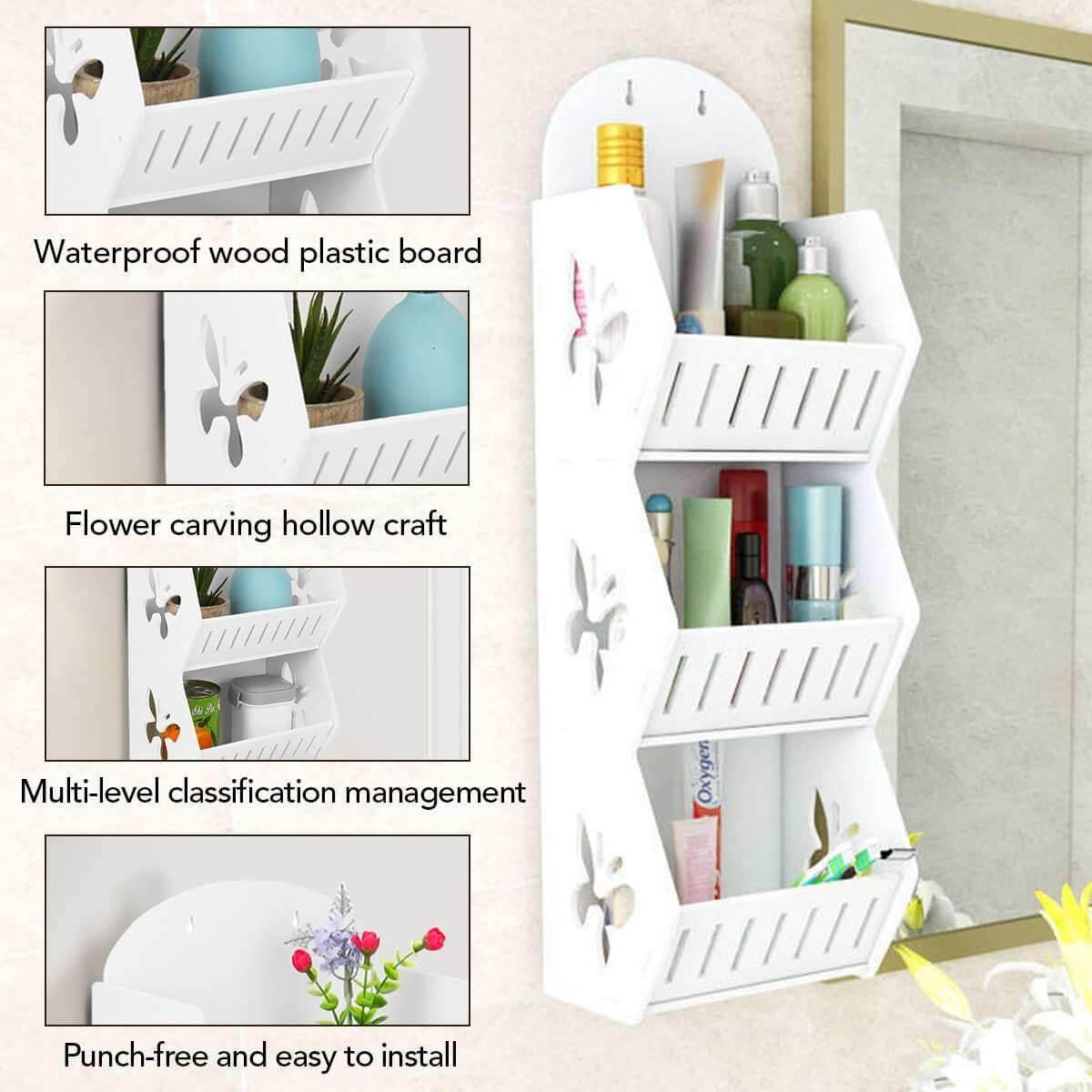 Wall Mounted No-Drill Shelf Storage Organizer - MaviGadget